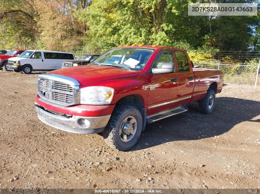 2008 Dodge Ram 2500 Slt VIN: 3D7KS28A08G143653 Lot: 40615067