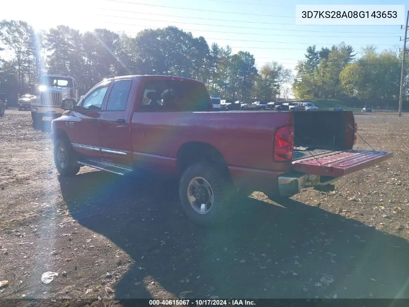 2008 Dodge Ram 2500 Slt VIN: 3D7KS28A08G143653 Lot: 40615067