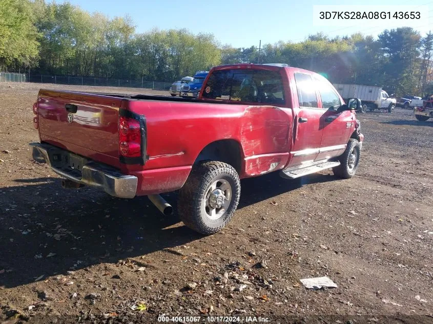 2008 Dodge Ram 2500 Slt VIN: 3D7KS28A08G143653 Lot: 40615067