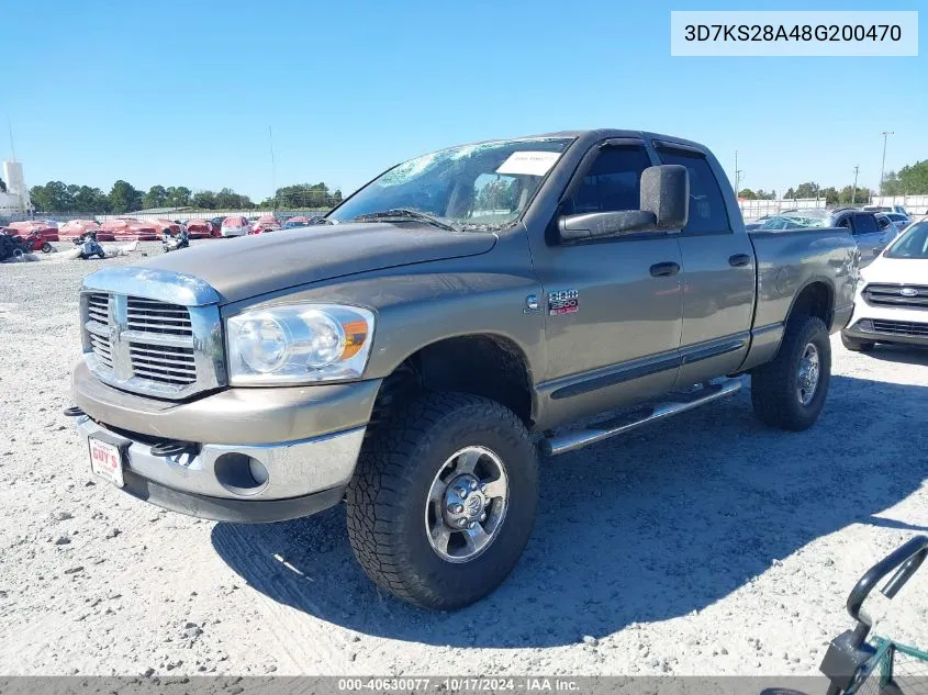 2008 Dodge Ram 2500 Slt/Power Wagon VIN: 3D7KS28A48G200470 Lot: 40630077