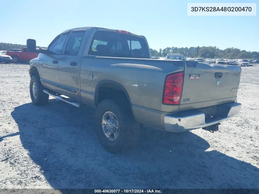 2008 Dodge Ram 2500 Slt/Power Wagon VIN: 3D7KS28A48G200470 Lot: 40630077