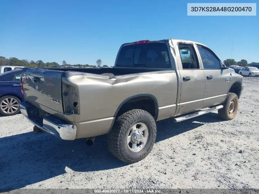 2008 Dodge Ram 2500 Slt/Power Wagon VIN: 3D7KS28A48G200470 Lot: 40630077