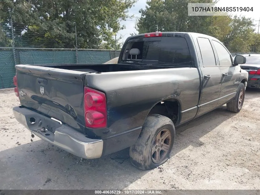 2008 Dodge Ram 1500 Slt VIN: 1D7HA18N48S519404 Lot: 40635229