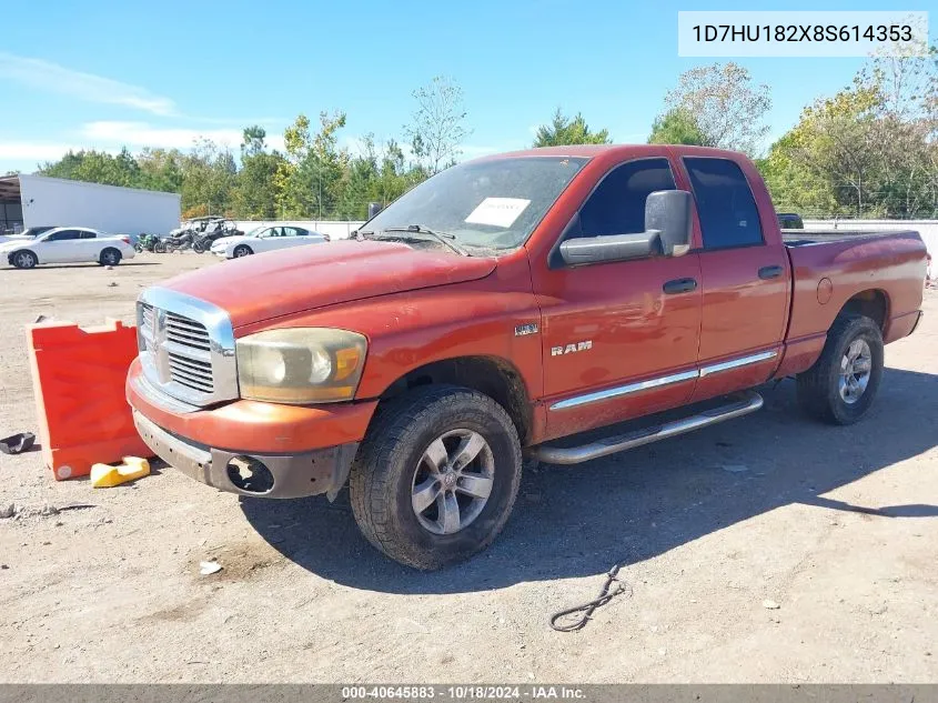 2008 Dodge Ram 1500 Slt VIN: 1D7HU182X8S614353 Lot: 40645883