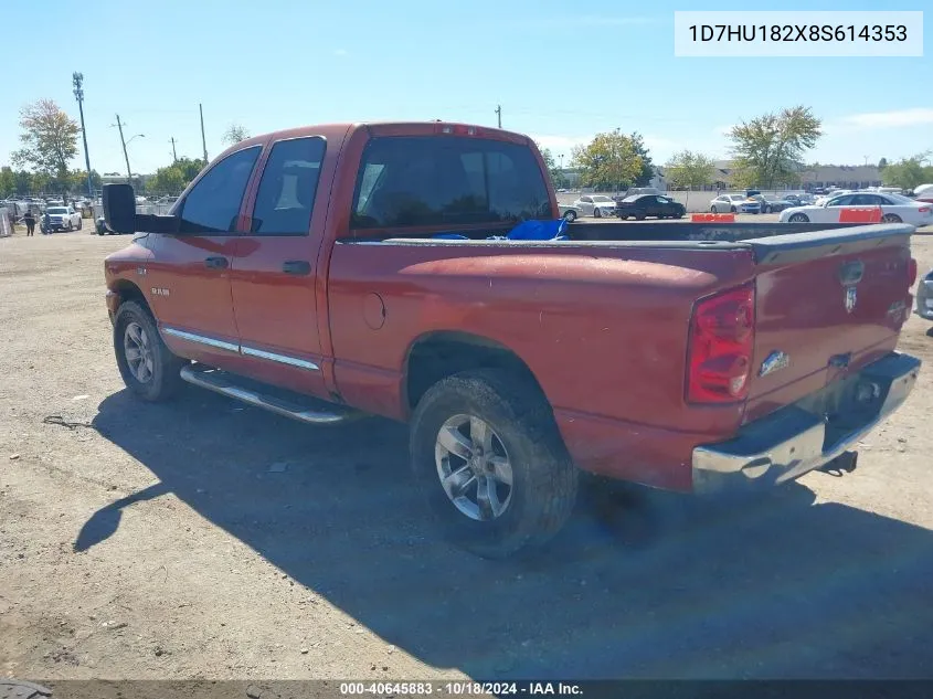 2008 Dodge Ram 1500 Slt VIN: 1D7HU182X8S614353 Lot: 40645883