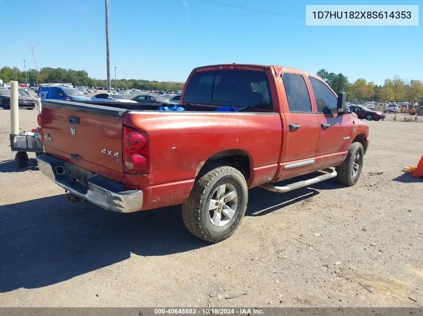 2008 Dodge Ram 1500 Slt VIN: 1D7HU182X8S614353 Lot: 40645883