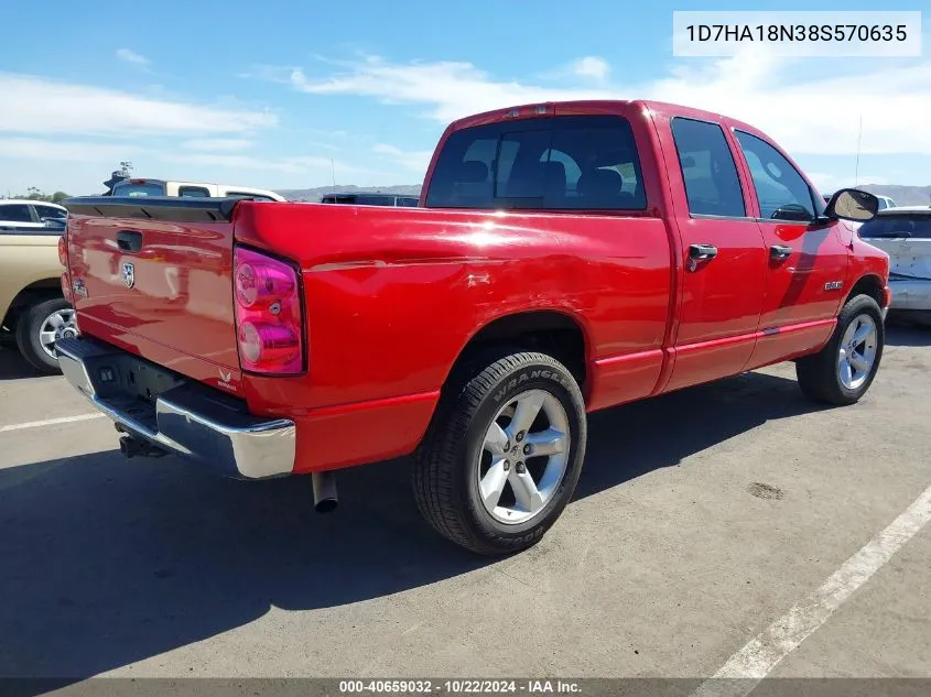 2008 Dodge Ram 1500 Slt VIN: 1D7HA18N38S570635 Lot: 40659032