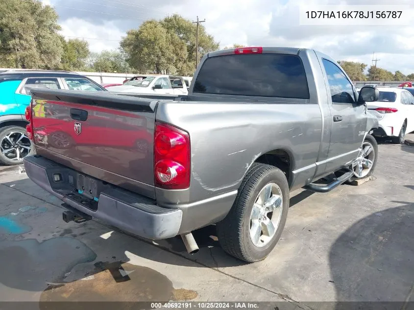 2008 Dodge Ram 1500 St/Sxt VIN: 1D7HA16K78J156787 Lot: 40692191