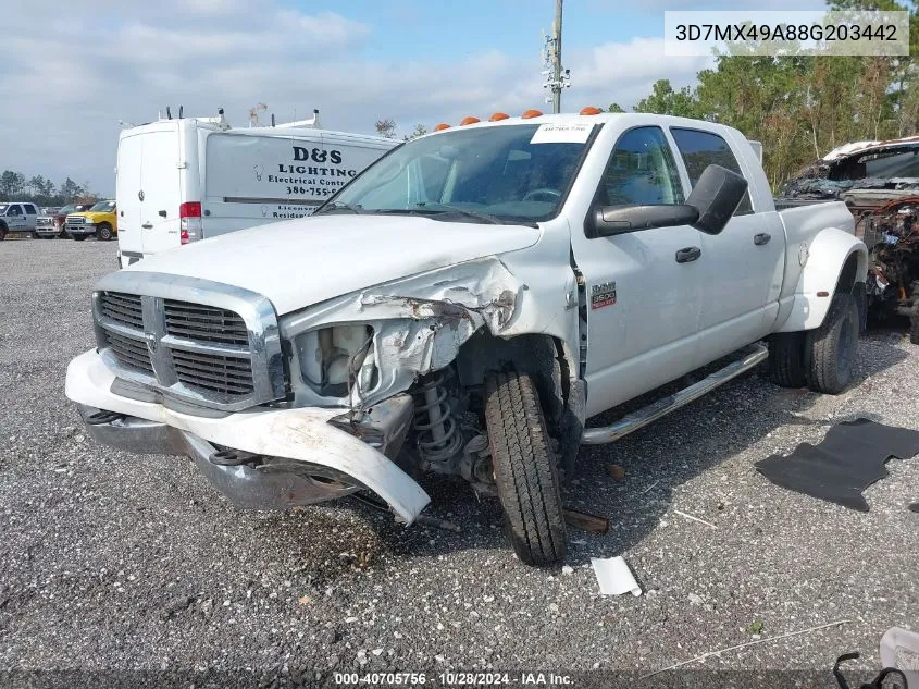 2008 Dodge Ram 3500 Sxt/Slt VIN: 3D7MX49A88G203442 Lot: 40705756