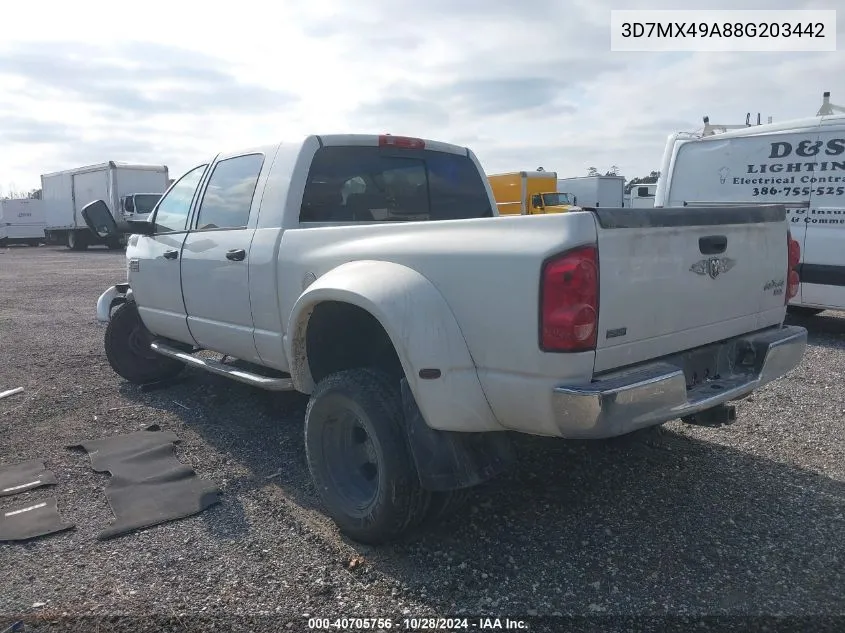 2008 Dodge Ram 3500 Sxt/Slt VIN: 3D7MX49A88G203442 Lot: 40705756