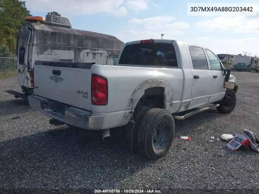 2008 Dodge Ram 3500 Sxt/Slt VIN: 3D7MX49A88G203442 Lot: 40705756