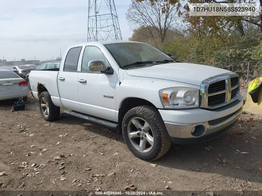 2008 Dodge Ram 1500 Slt VIN: 1D7HU18N58S523940 Lot: 40706840