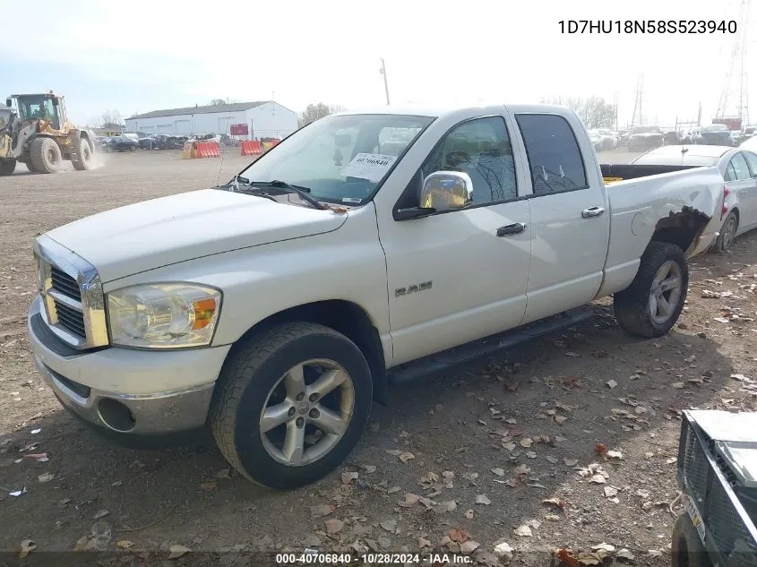 2008 Dodge Ram 1500 Slt VIN: 1D7HU18N58S523940 Lot: 40706840