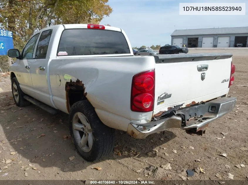 2008 Dodge Ram 1500 Slt VIN: 1D7HU18N58S523940 Lot: 40706840