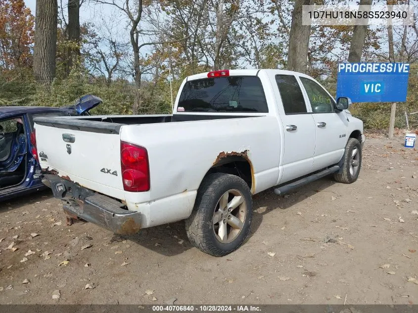 2008 Dodge Ram 1500 Slt VIN: 1D7HU18N58S523940 Lot: 40706840