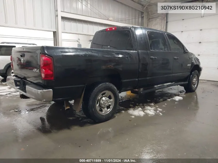 2008 Dodge Ram 1500 Sxt/Slt VIN: 3D7KS19DX8G210942 Lot: 40711889