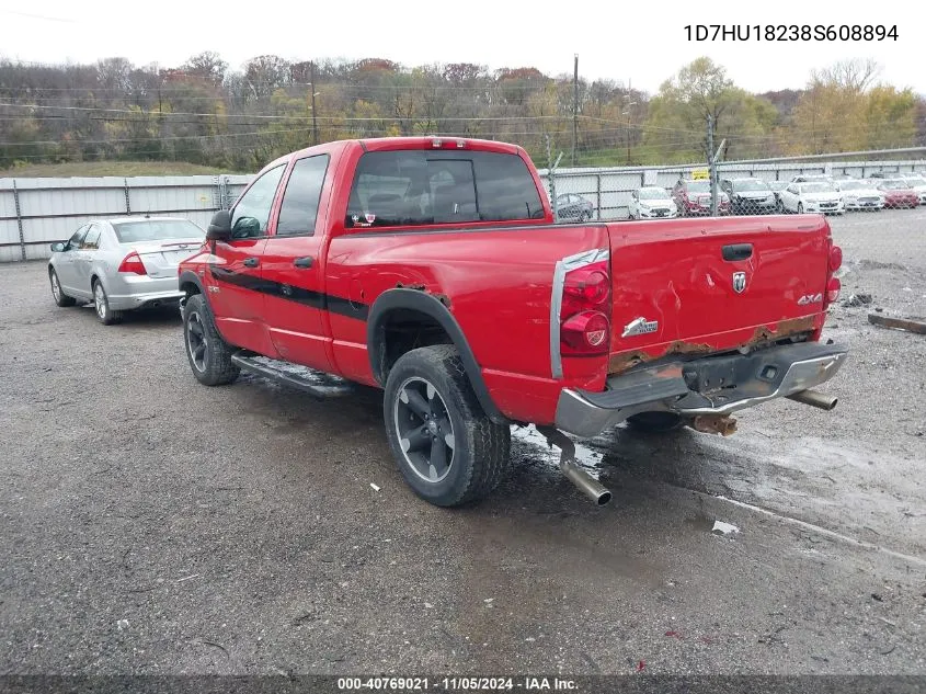 2008 Dodge Ram 1500 Slt VIN: 1D7HU18238S608894 Lot: 40769021