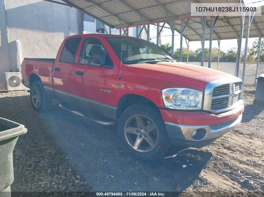 2008 Dodge Ram 1500 Slt VIN: 1D7HU18238J115903 Lot: 40794485