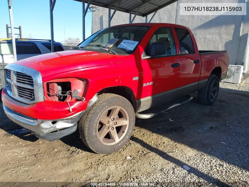 2008 Dodge Ram 1500 Slt VIN: 1D7HU18238J115903 Lot: 40794485