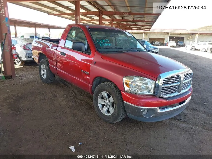 2008 Dodge Ram 1500 St/Sxt VIN: 1D7HA16K28J226034 Lot: 40824749