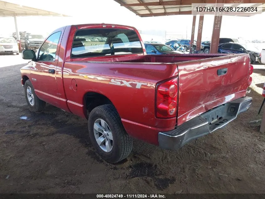 2008 Dodge Ram 1500 St/Sxt VIN: 1D7HA16K28J226034 Lot: 40824749