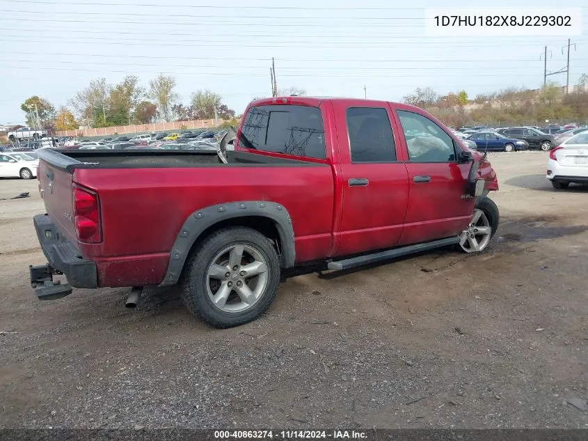 2008 Dodge Ram 1500 Slt VIN: 1D7HU182X8J229302 Lot: 40863274