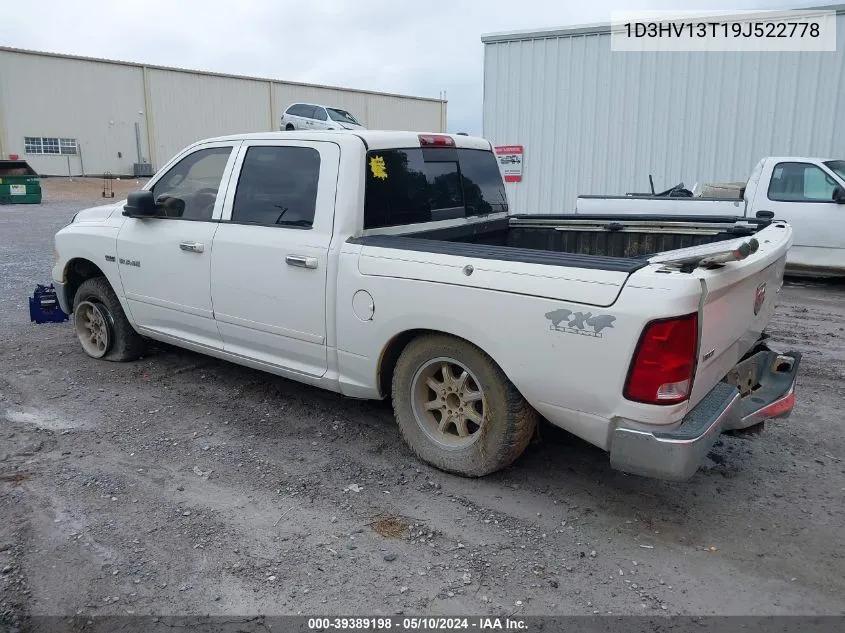 2009 Dodge Ram 1500 Slt/Sport/Trx VIN: 1D3HV13T19J522778 Lot: 39389198