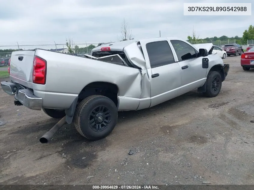 2009 Dodge Ram 2500 Laramie VIN: 3D7KS29L89G542988 Lot: 39954629