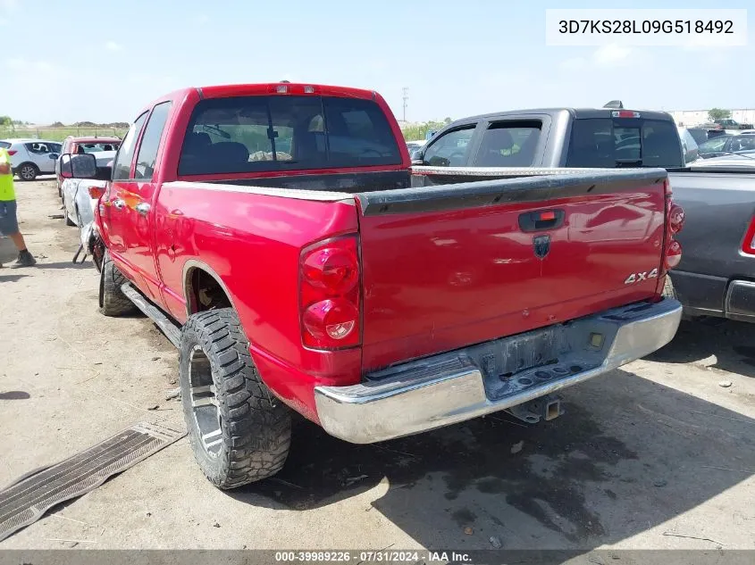 2009 Dodge Ram 2500 Slt VIN: 3D7KS28L09G518492 Lot: 39989226