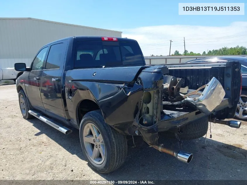 2009 Dodge Ram 1500 Slt/Sport/Trx VIN: 1D3HB13T19J511353 Lot: 40297150