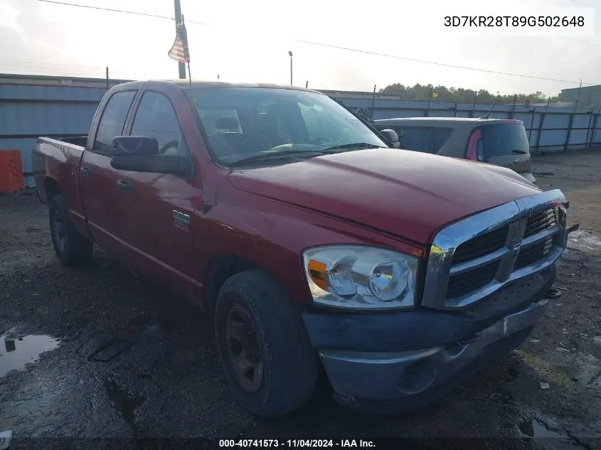 2009 Dodge Ram 2500 St VIN: 3D7KR28T89G502648 Lot: 40741573