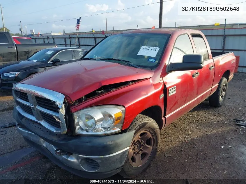 2009 Dodge Ram 2500 St VIN: 3D7KR28T89G502648 Lot: 40741573