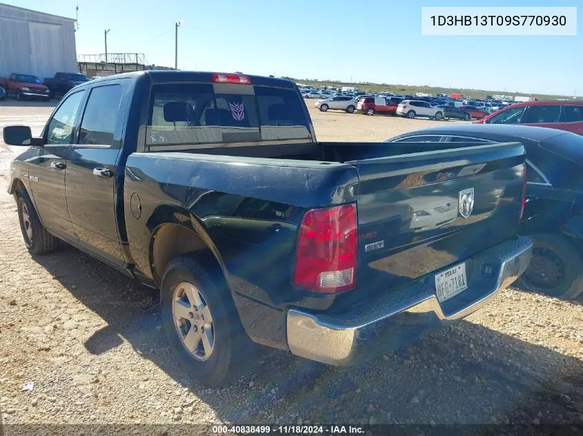 2009 Dodge Ram 1500 Slt/Sport/Trx VIN: 1D3HB13T09S770930 Lot: 40838499