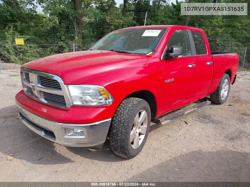 1D7RV1GPXAS151635 2010 Dodge Ram 1500 Slt/Sport/Trx