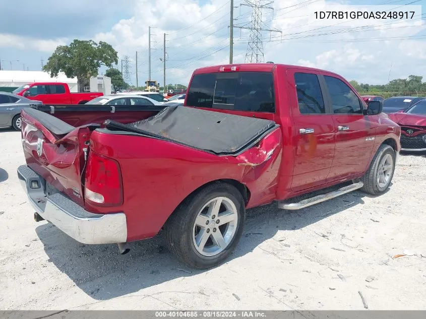 2010 Dodge Ram 1500 Slt/Sport/Trx VIN: 1D7RB1GP0AS248917 Lot: 40104685