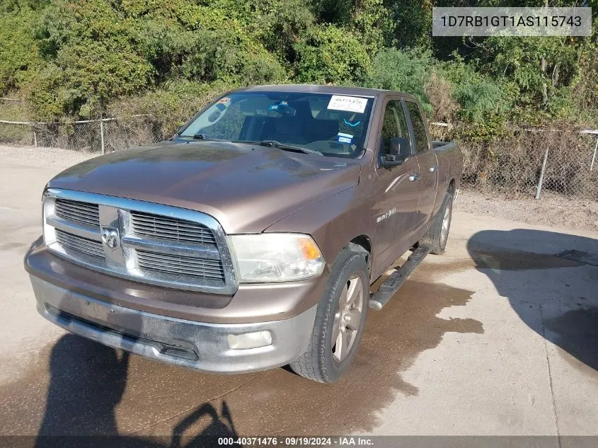 2010 Dodge Ram 1500 Slt/Sport/Trx VIN: 1D7RB1GT1AS115743 Lot: 40371476