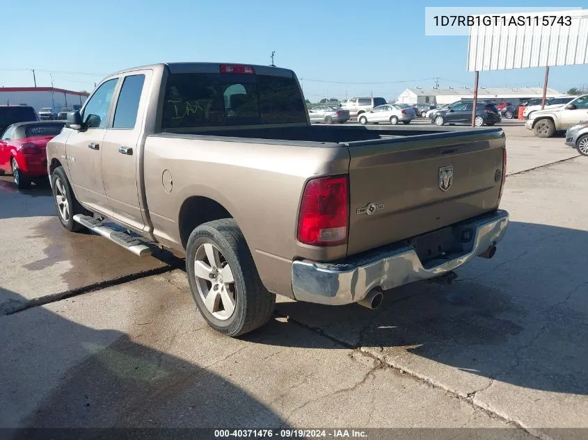 2010 Dodge Ram 1500 Slt/Sport/Trx VIN: 1D7RB1GT1AS115743 Lot: 40371476