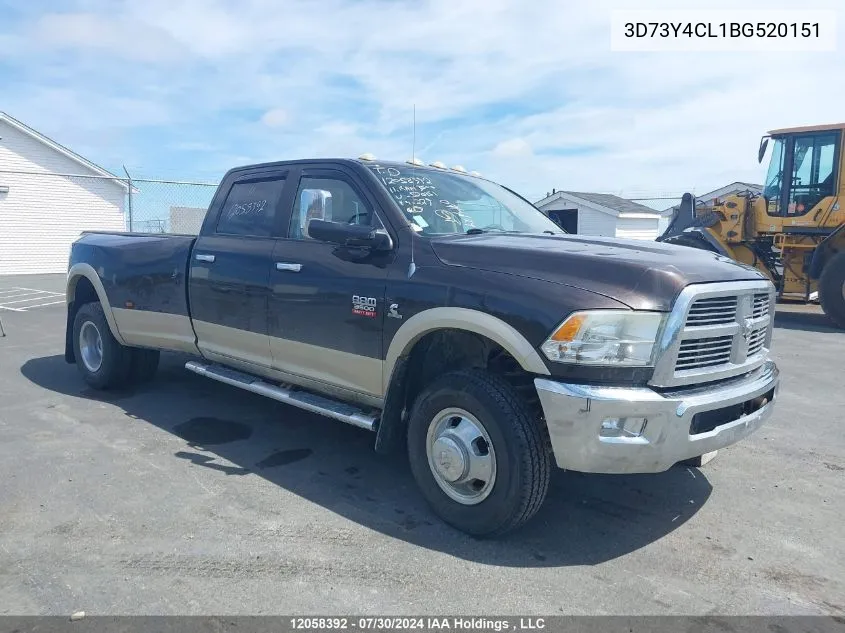 2011 Dodge Ram 3500 VIN: 3D73Y4CL1BG520151 Lot: 12058392