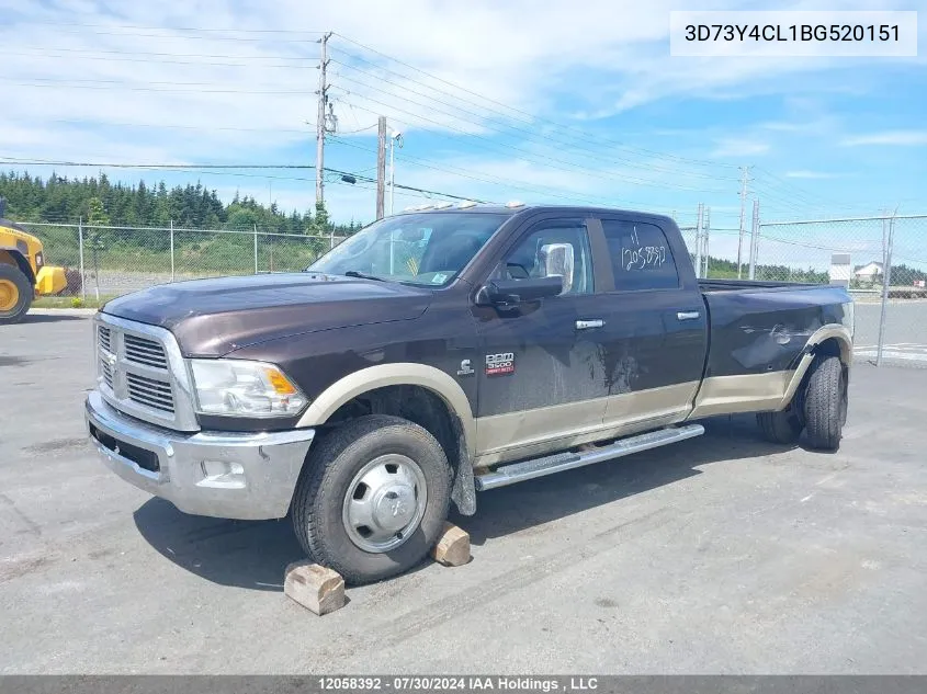 2011 Dodge Ram 3500 VIN: 3D73Y4CL1BG520151 Lot: 12058392