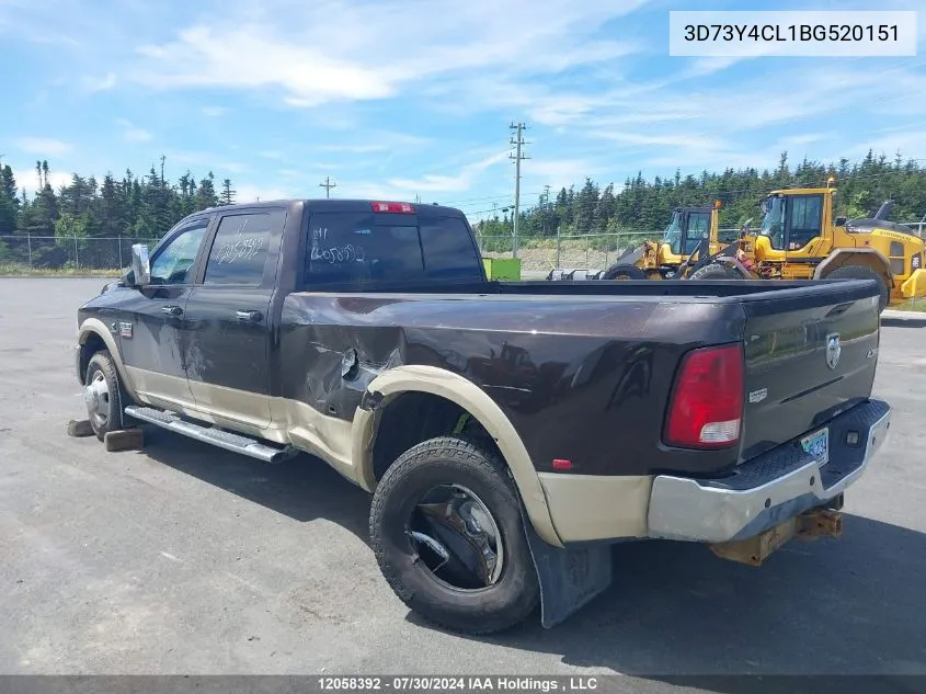 2011 Dodge Ram 3500 VIN: 3D73Y4CL1BG520151 Lot: 12058392