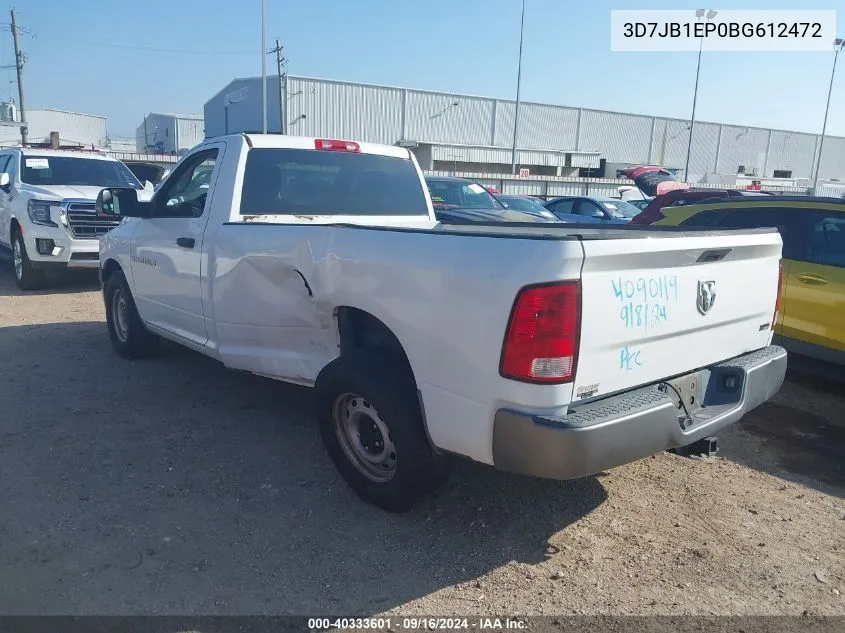 2011 Dodge Ram 1500 VIN: 3D7JB1EP0BG612472 Lot: 40333601