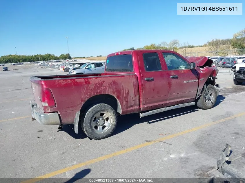 2011 Dodge Ram 1500 VIN: 1D7RV1GT4BS551611 Lot: 40521369