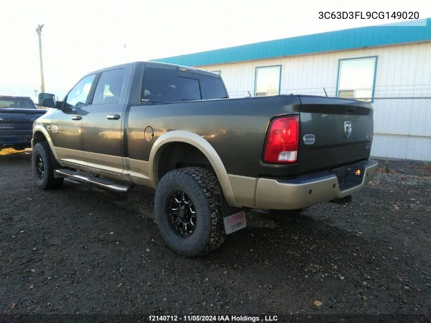 2012 Dodge Ram 3500 Longhorn VIN: 3C63D3FL9CG149020 Lot: 12140712