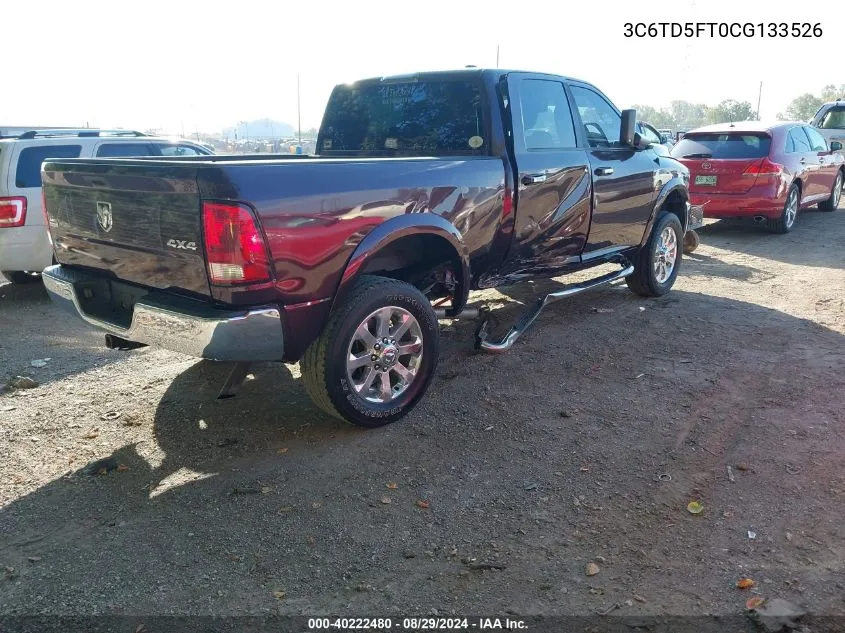 2012 Ram 2500 Laramie VIN: 3C6TD5FT0CG133526 Lot: 40222480