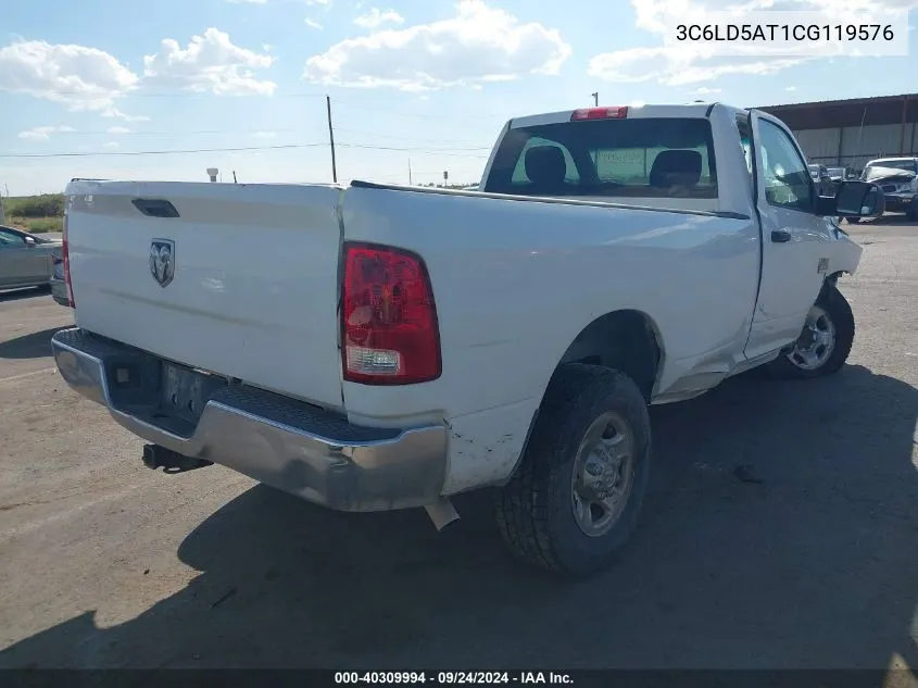 2012 Dodge Ram 2500 St VIN: 3C6LD5AT1CG119576 Lot: 40309994