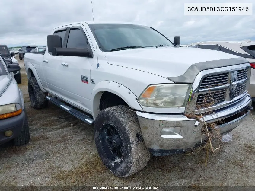 2012 Ram 2500 Slt VIN: 3C6UD5DL3CG151946 Lot: 40474790