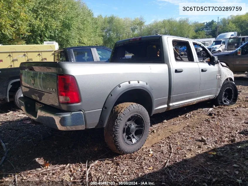 2012 Dodge Ram 2500 St VIN: 3C6TD5CT7CG289759 Lot: 40492103