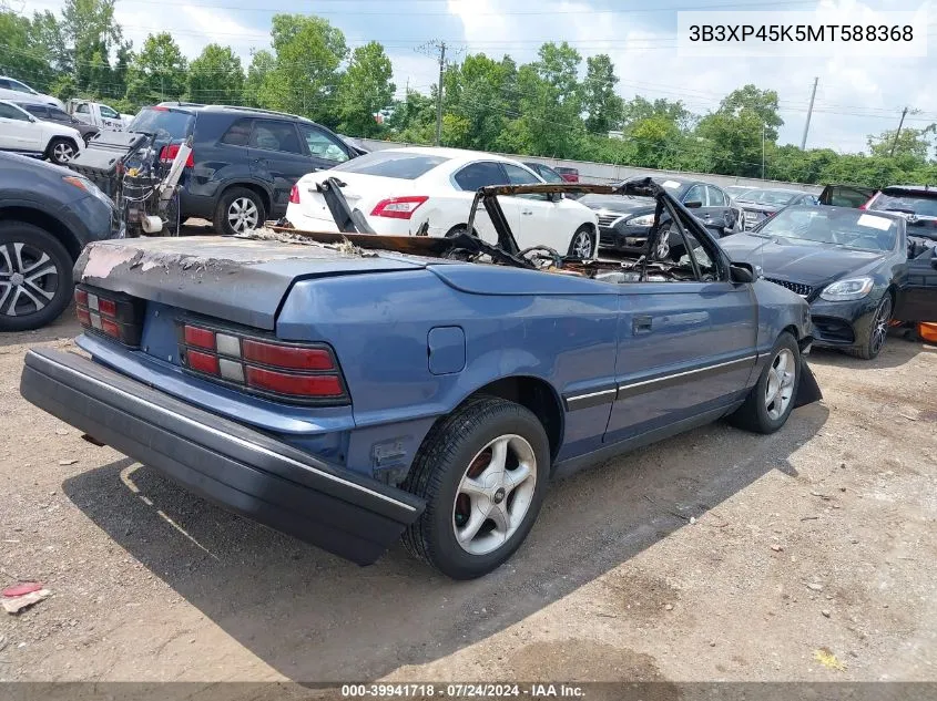 1991 Dodge Shadow VIN: 3B3XP45K5MT588368 Lot: 39941718