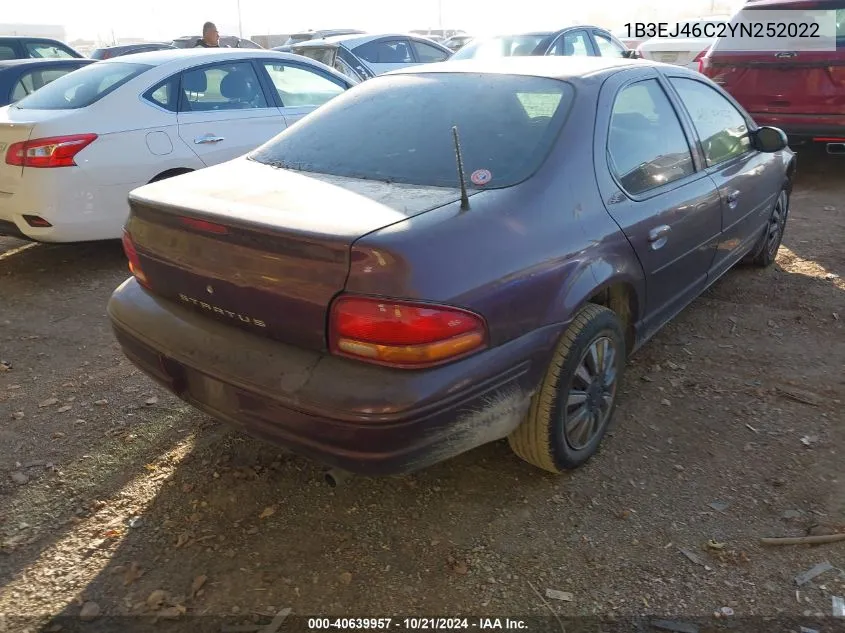 2000 Dodge Stratus Se VIN: 1B3EJ46C2YN252022 Lot: 40639957