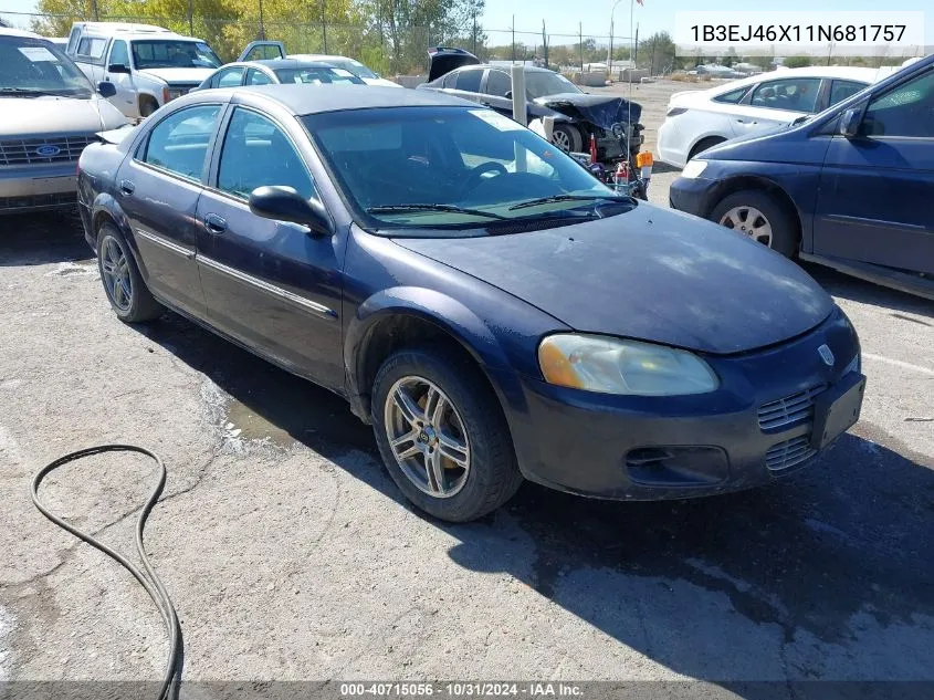 2001 Dodge Stratus Se VIN: 1B3EJ46X11N681757 Lot: 40715056